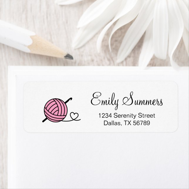 Knitting Crocheting Yarn - Custom Colour Return Address Label (Insitu)