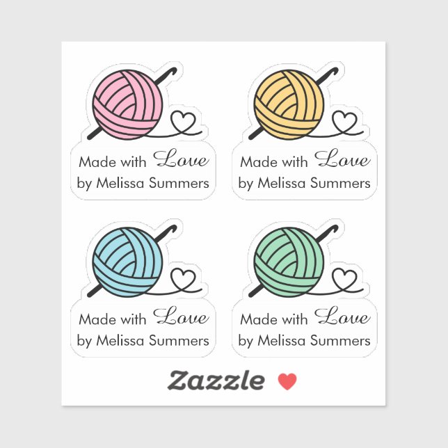 Knitting Crocheting Yarn Made with Love, Set of 4 (Sheet)