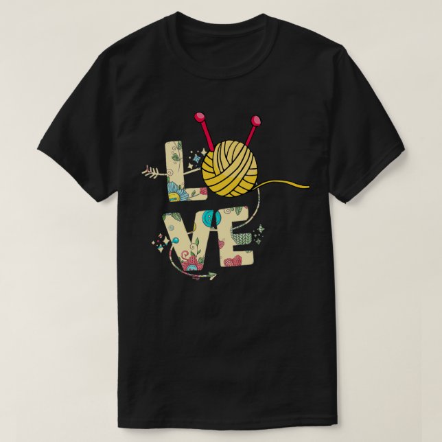 Knitting Design Knitter Crochet Love Knit and Croc T-Shirt (Design Front)