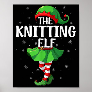 Knitting Elf Christmas Girls Women Elf Squad Xmas Poster