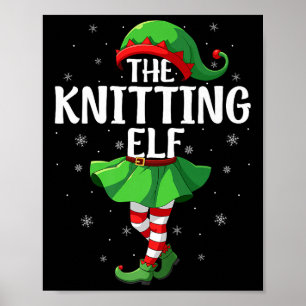 Knitting Elf Christmas Girls Women Elf Squad Xmas  Poster