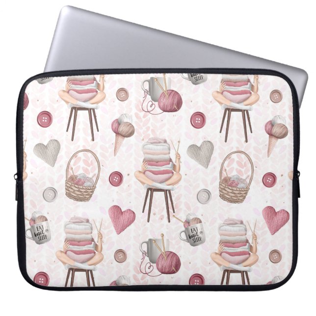 Knitting Essentials  Laptop Sleeve (Front)
