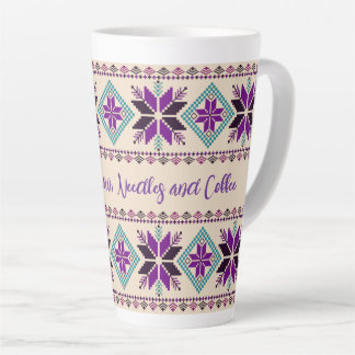 Knitting Fair Isle Pattern Personalised Latte Mug