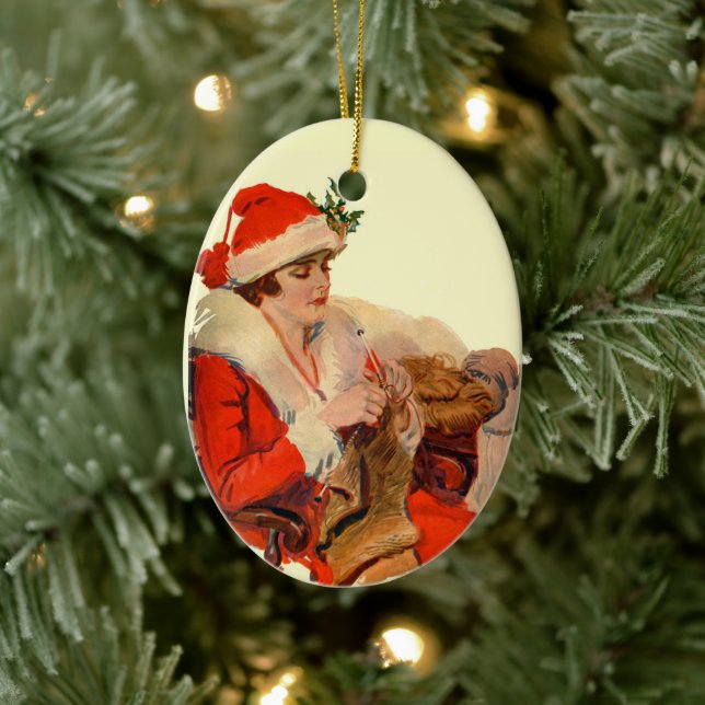 Knitting for Christmas Ceramic Ornament (Tree)