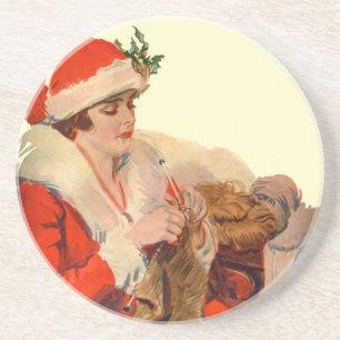 Knitting for Christmas Coaster