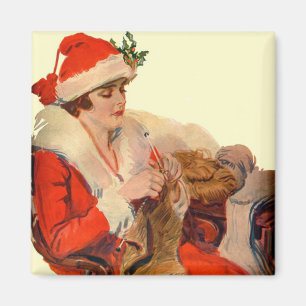 Knitting for Christmas Magnet