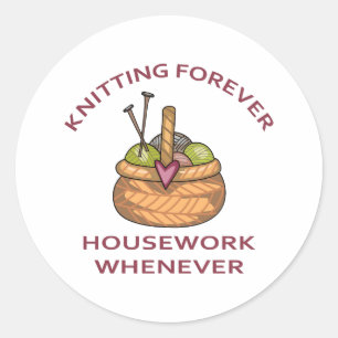 KNITTING FOREVER CLASSIC ROUND STICKER