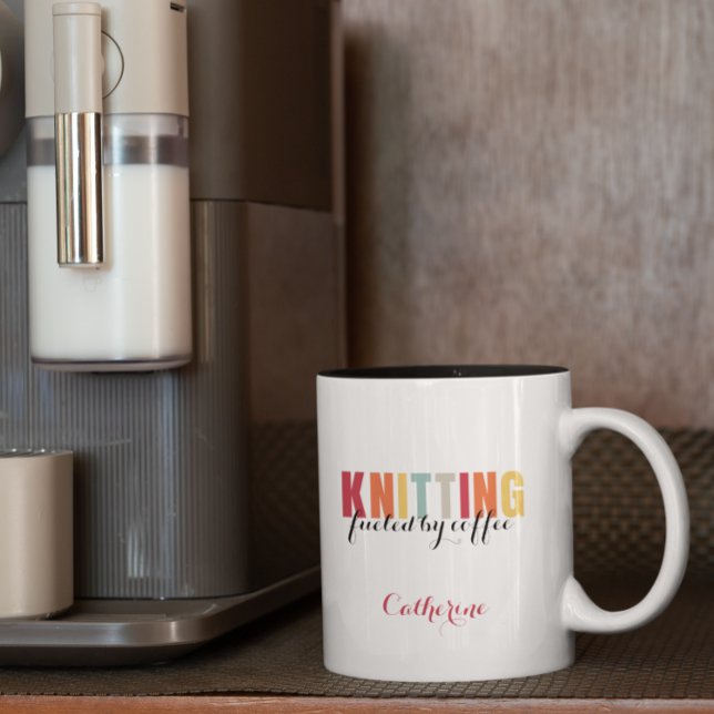 Knitting Fuelled By Coffee Custom Two-Tone Coffee Mug (Creator Uploaded)