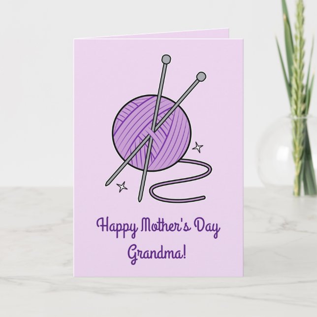Knitting Fun Mother's Day Name Customisable Card (Front)