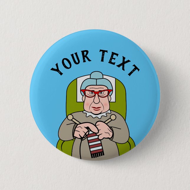 Knitting Granny 6 Cm Round Badge (Front)