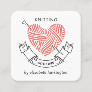 Knitting handmade. Crochet craft supplies Knitter Square Business Card