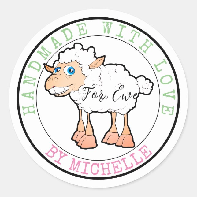 Knitting Handmade With Love Sheep Stickers (Front)