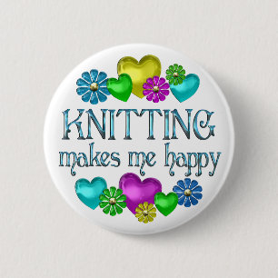 Knitting Happiness 6 Cm Round Badge