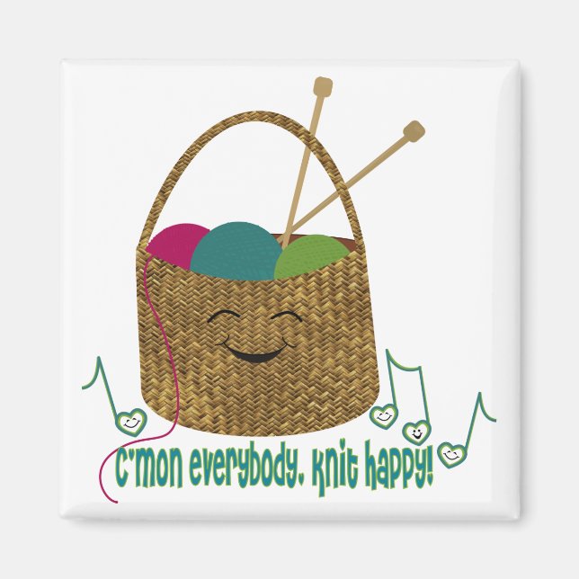 Knitting Happy Magnet (Front)
