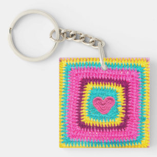 Knitting Heart, Crochet Lovers Pillow Print Key Ring
