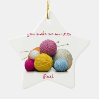 knitting humour ceramic tree decoration