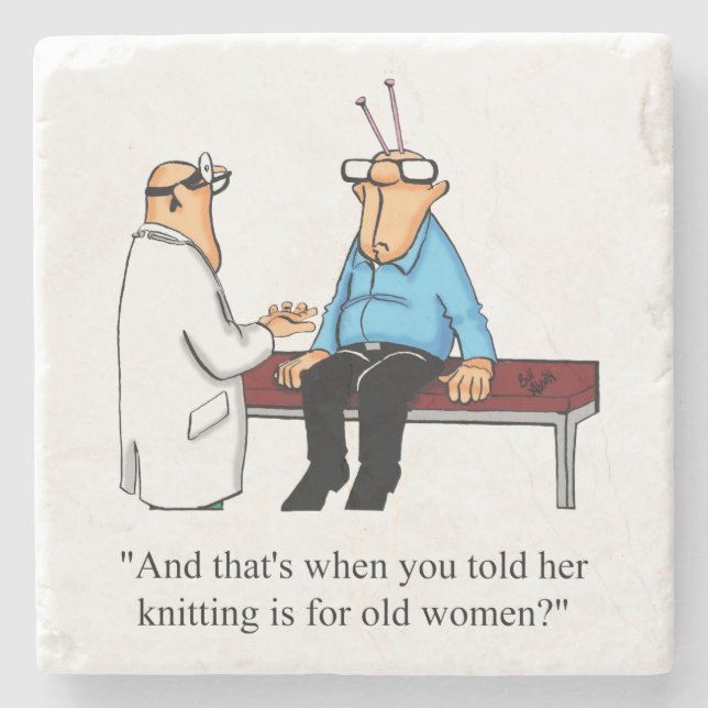 Knitting Humour Stone Coaster Gift (Front)