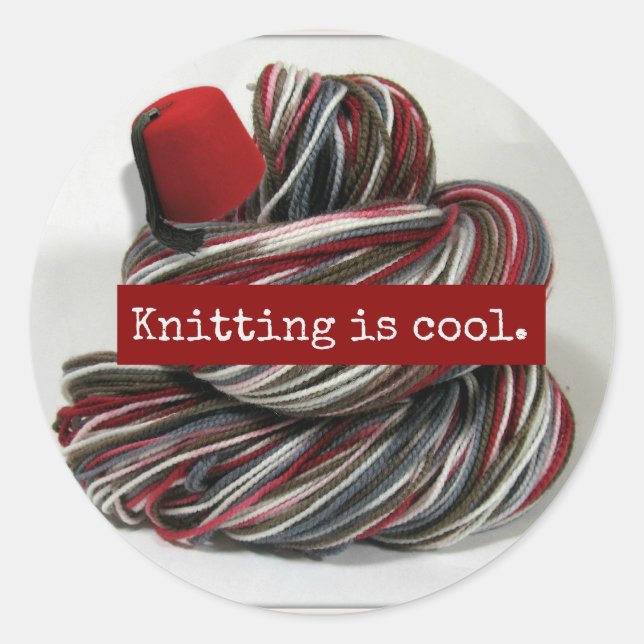 Knitting is Cool Classic Round Sticker (Front)