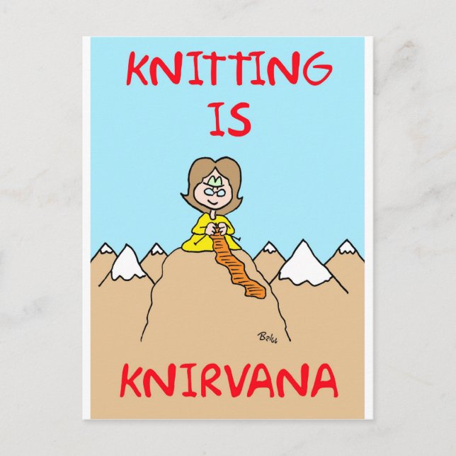 knitting is knirvana guru postcard (Front)