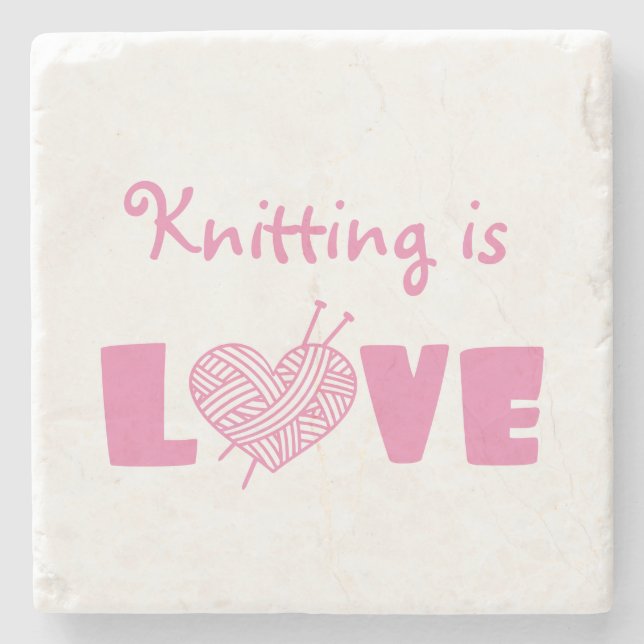 Knitting is Love Stone Coaster (Front)