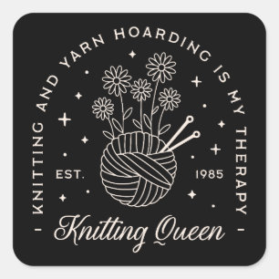 Knitting is my therapy funny yarn hoarding quotes square sticker