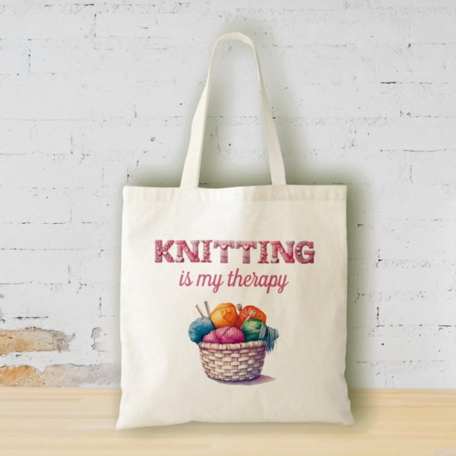 Knitting Is My Therapy Tote Bag (Creator Uploaded)