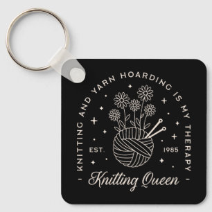 Knitting is my therapy yarn hoarding key ring