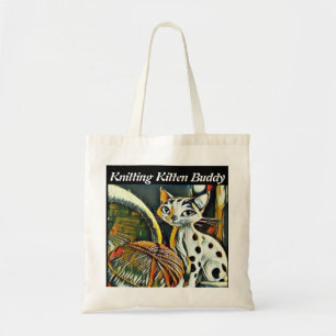 Knitting Kitten Buddy Customise Your Text Tote Bag
