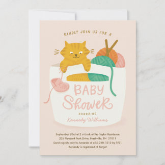 Knitting Kitten Invitation