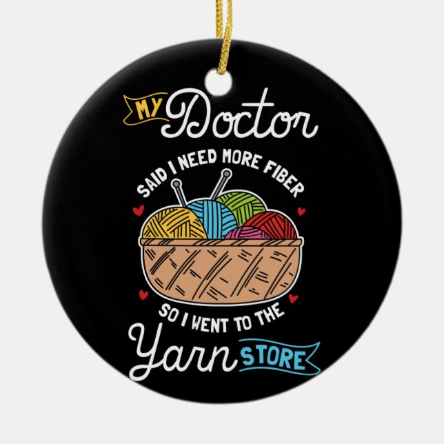 Knitting Knitter Ceramic Ornament (Front)