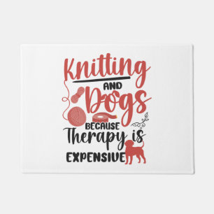 Knitting Knitter Dog Knitting And Doormat