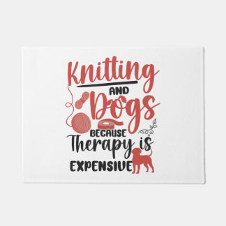 Knitting Knitter Dog Knitting And Doormat