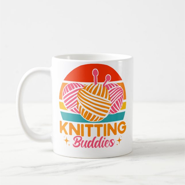 Knitting Knitter Knitting Buddies Coffee Mug (Left)
