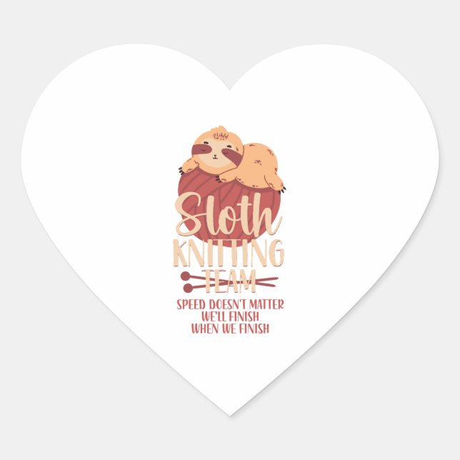 Knitting Knitter Sloth Sloth Heart Sticker (Front)