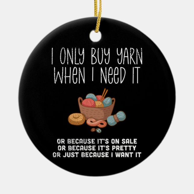 Knitting Knitting Basket Ceramic Ornament (Front)