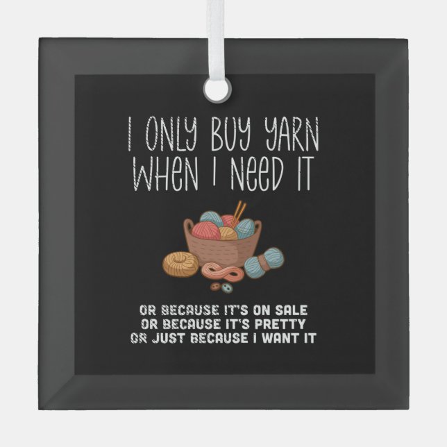 Knitting Knitting Basket Glass Tree Decoration (Front)