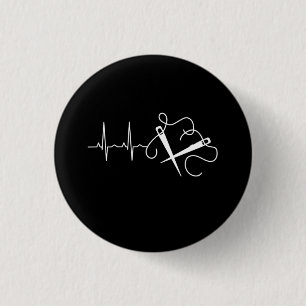 Knitting - Knitting Needles Heartbeat 3 Cm Round Badge