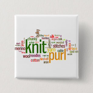 Knitting Lexicon - words for knitters!  Knit On! 15 Cm Square Badge