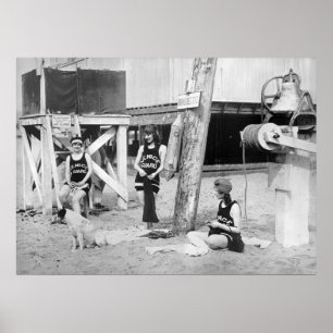 Knitting Lifeguards, early 1900s Poster