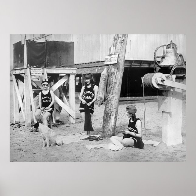 Knitting Lifeguards, early 1900s Poster (Front)