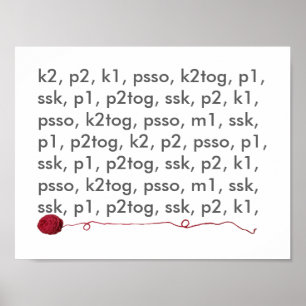 Knitting Lingo Red Yarn Crafts Poster