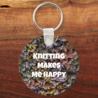 Knitting Makes Me Happy Crochet Colourful Yarn Key Ring