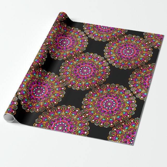 Knitting Mandala Wrapping Paper (Unrolled)