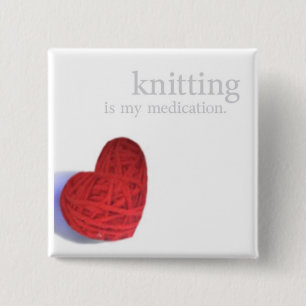 knitting medication heart button