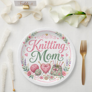 Knitting Mum Paper Plate