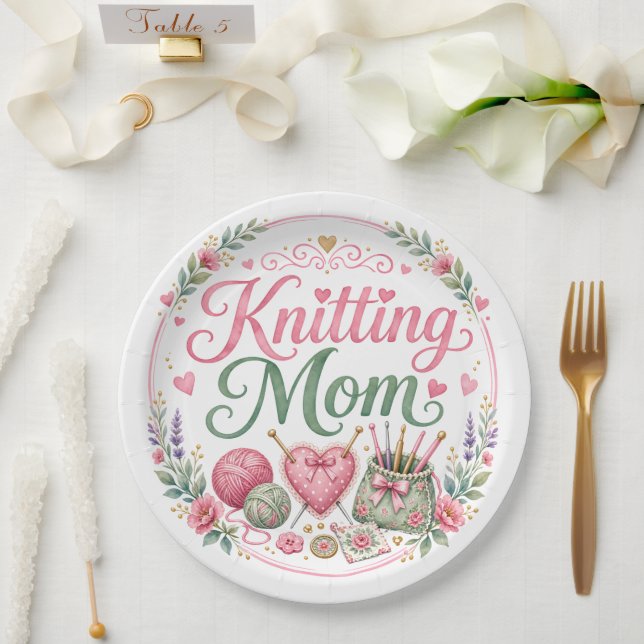 Knitting Mum Paper Plate (Wedding)