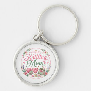 Knitting Mum Round Keychain