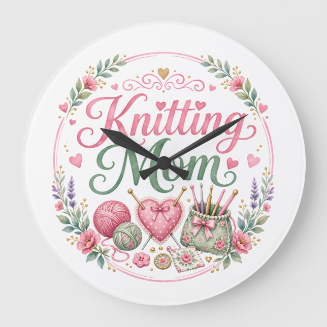 Knitting Mum Wall Clock (Front)