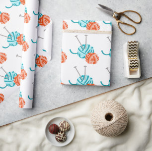 Knitting needles and yarn wrapping paper
