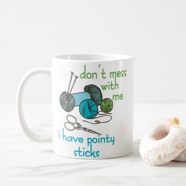 Knitting Needles Coffee Mug (With Donut)